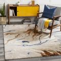 Kapingkong 12' x 15' Modern Contemporary Bohemian Abstract Cream/Dark Brown/Denim/Navy/Tan/Brown/Light Beige/Dark Red/Peach Area Rug - Hauteloom