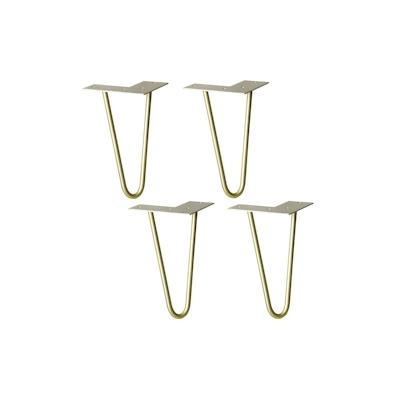 WAGNER Möbelbeine HAIRPIN LEGS Retro 4tlg. Set - 12 x 12 x 20 cm, Stahl gold, Bein schräg&Anschraubplatte - 12822504 Image