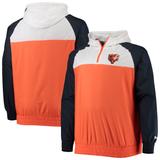 Men's New Era Orange/Navy Chicago Bears Big & Tall League Raglan Quarter-Zip Hoodie