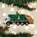 Old World Christmas Garbage Truck Hanging Figurine Ornament Glass in Green/Yellow | 4.25 H x 2 W x 1.5 D in | Wayfair 46091