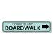 Lizton Sign Shop, Inc Boardwalk Location Arrow Custom Aluminum Sign Metal in Blue/Gray/White | 4 H x 18 W x 0.04 D in | Wayfair 1838-A418