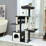 Tucker Murphy Pet™ 51" Branice Cat Tree & Condo Wood in Gray/Black/Brown | 51 H x 26 W x 16 D in | Wayfair C2F8D80ECF0A42EBA29993FC0C17A9F8