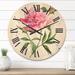 Designart 'Vintage Pink Peonies' Traditional Wood Wall Clock