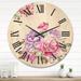 Designart 'Bouquet of Pink and Purple Flowers I' Farmhouse Wood Wall Clock