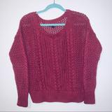 American Eagle Outfitters Sweaters | Amer. Eagle Cable Knit Open Weave Crewneck Red Md | Color: Pink | Size: M