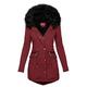 Buetory Women's Hooded Winter Coat Warm Fleeced Lined Parka Long Jackets Overcoat Fashion Casual Faux Fur Trench Coat Wine