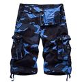 AIEOE Men's Camouflage Cargo Shorts Summer Casual Beach Work Shorts with Belt Sky Blue 36