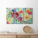 Red Barrel Studio® Modern Garden IV - 3 Piece Wrapped Canvas Painting Set Canvas in Black/Blue/Green | 12 H x 24 W x 1 D in | Wayfair