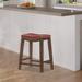 Charlton Home® Milpitas 25.75" Wood Counter Stool for Kitchen & High Bar，250 lbs Wood/Upholste/Leather in Red | 26 H x 21 W x 14.5 D in | Wayfair
