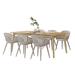 Corrigan Studio® Ashantey Concept Waxed Gray Oak John 7 Piece Indoor Dining Set w/ Off-White Chairs Wood/Plastic/Acrylic/Upholstered | Wayfair