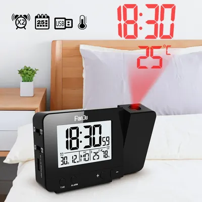 FanJu-Réveil numérique FJ3531 fonction Snooze montre rétroéclairée budgétaire mural horloge LED
