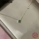 WOOZU – collier en argent Sterling 925 avec pendentif à clavicule en Zircon vert carré pour femme
