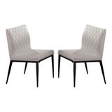 Set of 2 Leatherette And Metal Dining Chair in Black And Ivory Finish