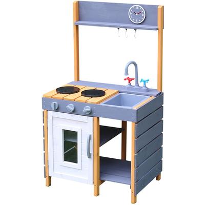 Critter Sitters Children's Wooden Indoor/Outdoor Play Kitchen with Sink, Stove, and Oven