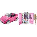 Barbie GBK12 - Traum Kleiderschrank mit Puppe und Puppenzubehör, Spielzeug ab 3 Jahren, Mehrfarbig & DVX59 - Cabrio Fahrzeug, in pink, mit Platz für 2 Puppen, Puppen Zubehör, ab 3 Jahren