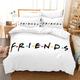 PTNQAZ 3D Friends Bedding Set TV Show Black Duvet Covers Sets With Pillowcases Quilt Covers Bedclothes Bed Linens (Double,4)