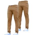 New Boys Kids Multipack Designer Stretch Slim Fit Chino Jeans Style with Adjustable Waist by JEANBASE Sand/Sand Age 14-15