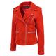 Womens Genuine RED Suede Biker Jacket Girls Trendy Fitted Designer - Rusty (20)