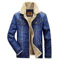 LSSM Winter Men's Denim Jacket Cotton Casual Plus Velvet Jacket Coat Unisex Waterproof Leisurewear Outdoors Walking Windproof Hoodie Light Long Coat Trendy Hooded Fleece Blue2 5XL