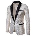 CYGGA Mens Print Tuxedo Jacket Paisley Shawl Lapel Suit Blazer Jacket for Dinner,Prom,Wedding White