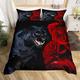 Loussiesd Leopard Duvet Cover Set King Size 3D Black Panther Animal Bedding Set Wildlife Comforter Cover Set Gorgeous Red Rose Floral Cheetah Bedspread Cover Microfiber 3 Pieces