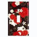 WorldAcc Japanese Red Flower White Black 1-Gang Toggle Light Switch Wall Plate in Black/Red | 4.5 H x 2.75 W x 0.15 D in | Wayfair F-T1-FLW043