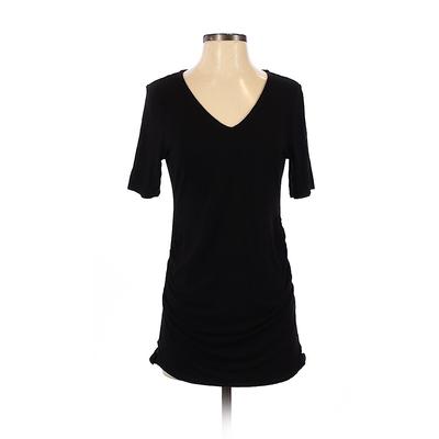 Rachel Zoe Short Sleeve Top Black Solid V-Neck Tops - Women's Size Small
