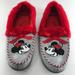 Disney Shoes | Disney's Christmas Minnie Mouse Women's Moccasin Slippers | Color: Gray/Red | Size: 5