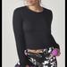 Athleta Tops | Athleta Womens Black Cropped Avery L/S Twisted Top | Color: Black | Size: L
