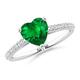 SISGEM 0.96ct Emerald Ring, Heart Solitaire Engagement Ring for Women, S925 Sterling Silver Wedding Ring with Platinum Plated, for Women Ladies Engagement Wedding (Size U)