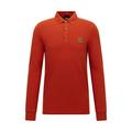 BOSS Mens Passerby 1 Slim-fit Long-Sleeved Polo Shirt with Logo Badge Red