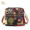 Mini sac à main multicolore en cuir véritable pour femmes marque de luxe à fleurs fourre-tout à