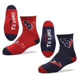 Youth For Bare Feet Houston Texans Two-Pack Quarter-Length Team Socks