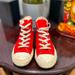 Converse Shoes | Converse All Star Chuck Taylor Hi Enamel Red Driftwood | Color: Cream/Red | Size: 13.5g