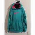 Nike Shirts & Tops | Girl Nike Geometric Print Hoodie Jacket Pockets Teal Pullover Pink Swoosh Logo L | Color: Green/Pink | Size: Lg