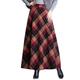 Byqny WanYangg Women's Elastic Fall Winter Plaid Maxi Dress Long Ankle Skirts Umbrella Skirt Flare Vintage Tartan Skirt Flowy Warm Wool Woolen Skirts A-Line Grid Pattern 4# Red Yellow 3XL