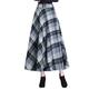 Byqny WanYangg Women's Elastic Fall Winter Plaid Maxi Dress Long Ankle Skirts Umbrella Skirt Flare Vintage Tartan Skirt Flowy Warm Wool Woolen Skirts A-Line Grid Pattern 6# Gray 3XL