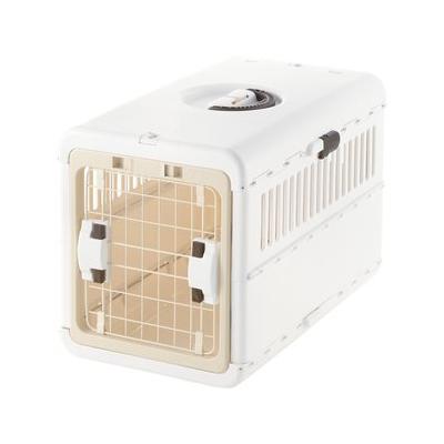 Richell Foldable Dog & Cat Carrier, White & Beige, Small