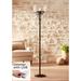 Luz Industrial Bronze Torchiere Floor Lamp with USB Dimmer