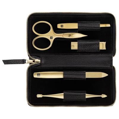 ZWILLING Beauty Maniküre Pediküre Set 5tlg. mit Kompakt-Nagelknipser, Leder, schwarz Nagelschere