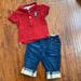 Burberry Matching Sets | Burberry Baby Red Polo And Jeans Set | Color: Blue/Red | Size: 9mb