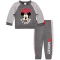Disney Baby Boys' Mickey Mouse Jogger Set - Fleece Pullover Crew Neck Sweatshirt and Sweatpants Set, Mickey is a Legend Grey, Size 12 Months