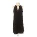 Sugar Lips Casual Dress - Shift Keyhole Sleeveless: Black Print Dresses - Women's Size X-Small