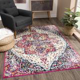 MARASH KMRSH-4601 7'10" x 10' Contemporary,Bohemian,Traditional Updated Traditional Navy/Ivory/Purple/Pink Area Rug - Hauteloom