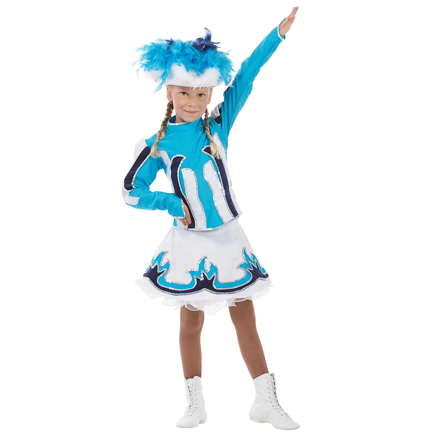 buttinette Déguisement majorette pour enfants, turquoise/bleu/blanc