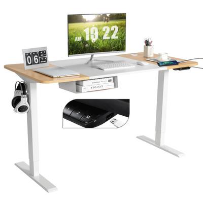 Costway 55 x 28 Inch Electric Adjustable Sit to Stand Desk with USB Port-Natural