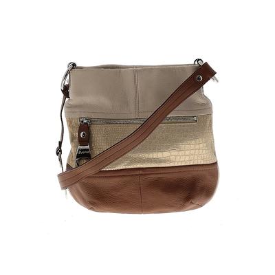 B Makowsky Leather Crossbody Bag: Brown Color Block Bags