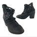 Free People Shoes | Free People Carrera Distressed Black Leather Woven Ankle Boots Booties Shoes | Color: Black | Size: 9.5