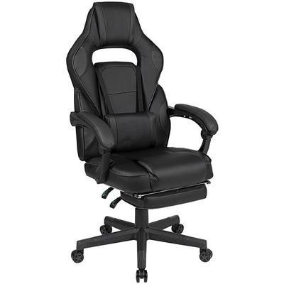 Flash Furniture CH-00288-BK-BK-GG High-Back Fully Reclining Black LeatherSoft Swivel Office Chair / Video Game Chair with Slide-Out Footrest