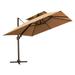 VredHom 10 Ft Square Patio Dual Wind Vent Cantilever Umbrella with Cross Stand